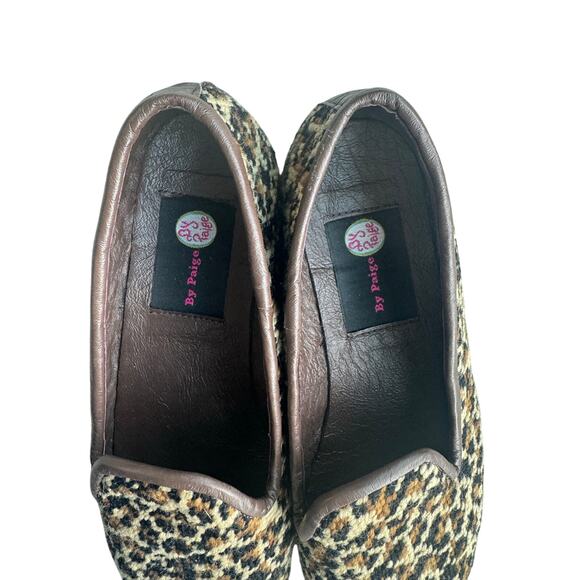 By Paige Mini leopard Needlepoint Loafers Flats Shoes 8.5 EUC brown black - Picture 6 of 9